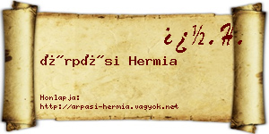 Árpási Hermia névjegykártya